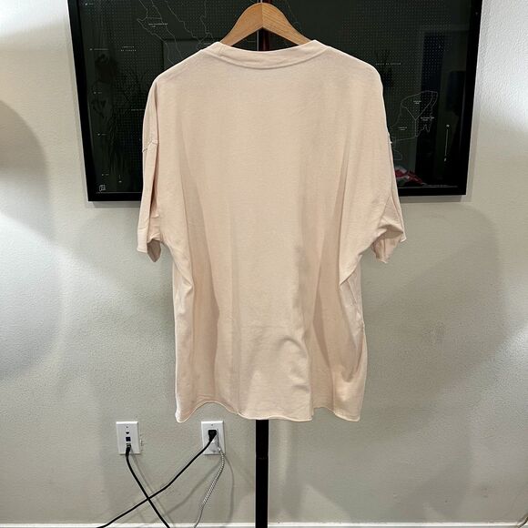 Abercrombie & Fitch - Soft Essentials Long Line T-shirt Raw Hem Large - Nude - Picture 2 of 6